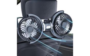 OFFEREE 車載扇風機 USB式 双頭ファン