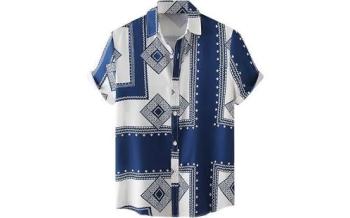 メンズ アロハシャツ 幾何柄 夏2025